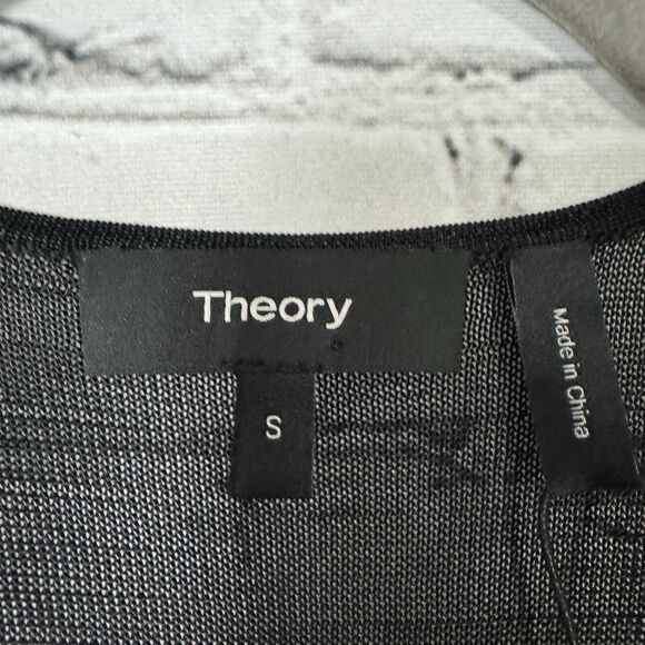 NWT Theory Kimono Illusion Fitted Dress in Black Glossed Women Size Small S LBD - Picture 12 of 16